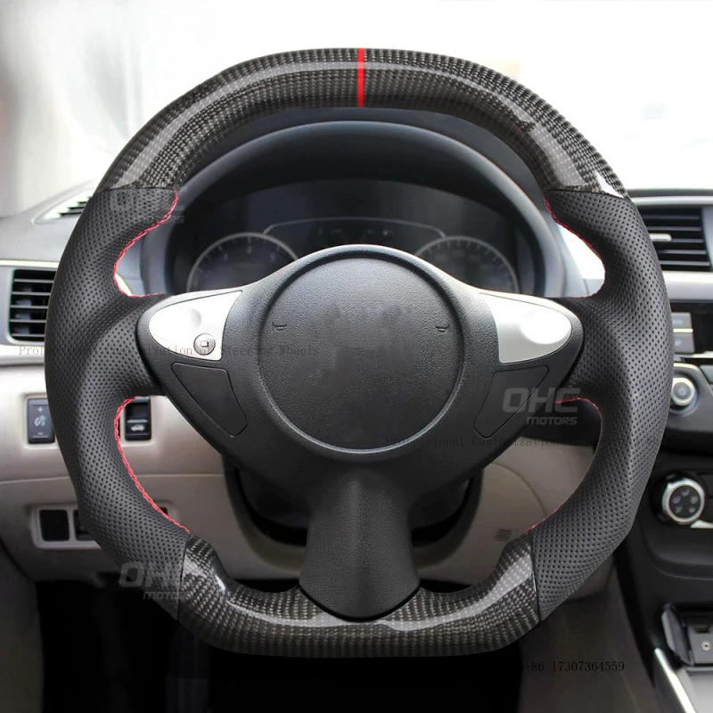 Suitable for Nissan Sylphy 16-19 models, black perforated carbon fiber steering wheel
Suitable for Nissan Sylphy 16-19 models, black perforated carbon fiber steering wheel