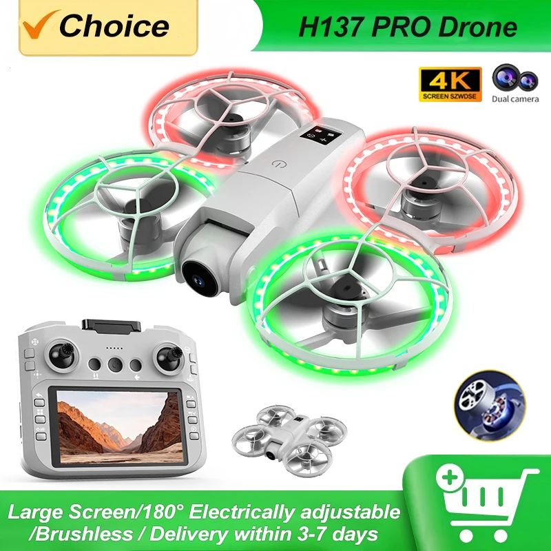H137 PRO Drone 4K Professional Dual Camera Brushless Motor 5G WIFI FPV Screen Remote Control Foldable Quadcopter Helicopter Toys
H137 PRO Drone 4K Professional Dual Camera Brushless Motor 5G WIFI FPV Screen Remote Control Foldable Quadcopter Helicopter Toys