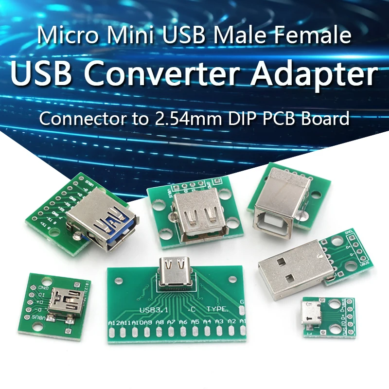 5pcs Micro Mini USB USB A Male USB 2.0 3.0 A Female USB B Connector Interface to 2.54mm DIP PCB Converter Adapter Breakout Board
5pcs Micro Mini USB USB A Male USB 2.0 3.0 A Female USB B Connector Interface to 2.54mm DIP PCB Converter Adapter Breakout Board