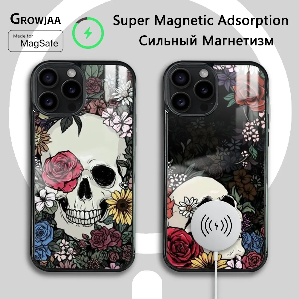 Flower Skull Dark Color Magsafe Phone Case For iPhone 15 14 13 12 11 Pro Max Plus Mini Mirror Wireless Magnetic Cover Funda
Flower Skull Dark Color Magsafe Phone Case For iPhone 15 14 13 12 11 Pro Max Plus Mini Mirror Wireless Magnetic Cover Funda