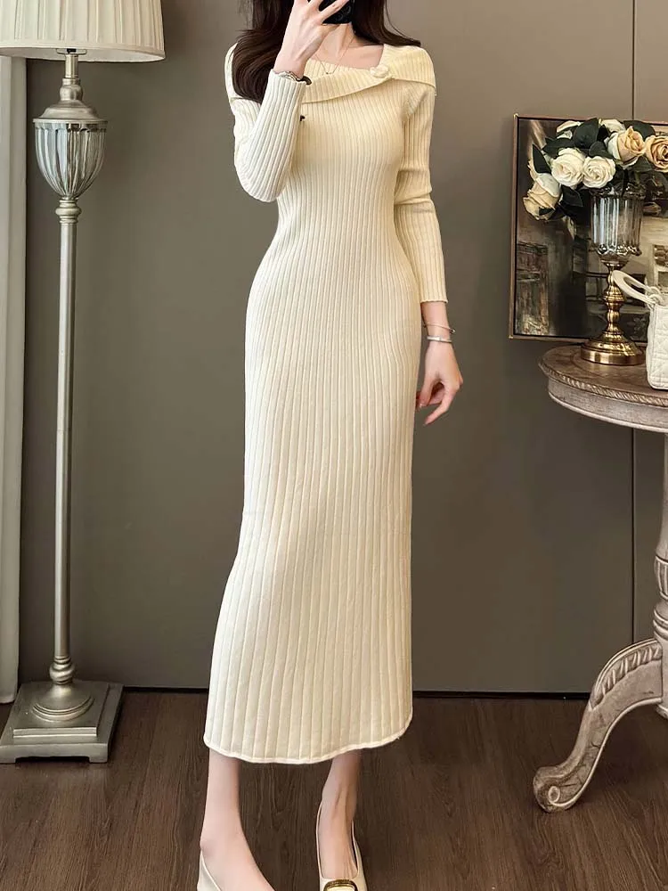 Элегантное тонкое трикотажное платье с открытыми плечами и одним вырезом, длинными рукавами, новинка 2025, модная осенняя женская одежда
Элегантное тонкое трикотажное платье с открытыми плечами и одним вырезом, длинными рукавами, новинка 2025, модная осенняя женская одежда