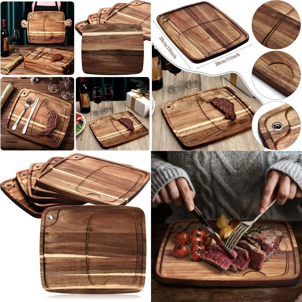 6-Piece Acacia Wooden Steak Plate Set with Juice Groove for Christmas, Serving Meat and Desserts, 13x11x0.6
6-Piece Acacia Wooden Steak Plate Set with Juice Groove for Christmas, Serving Meat and Desserts, 13x11x0.6