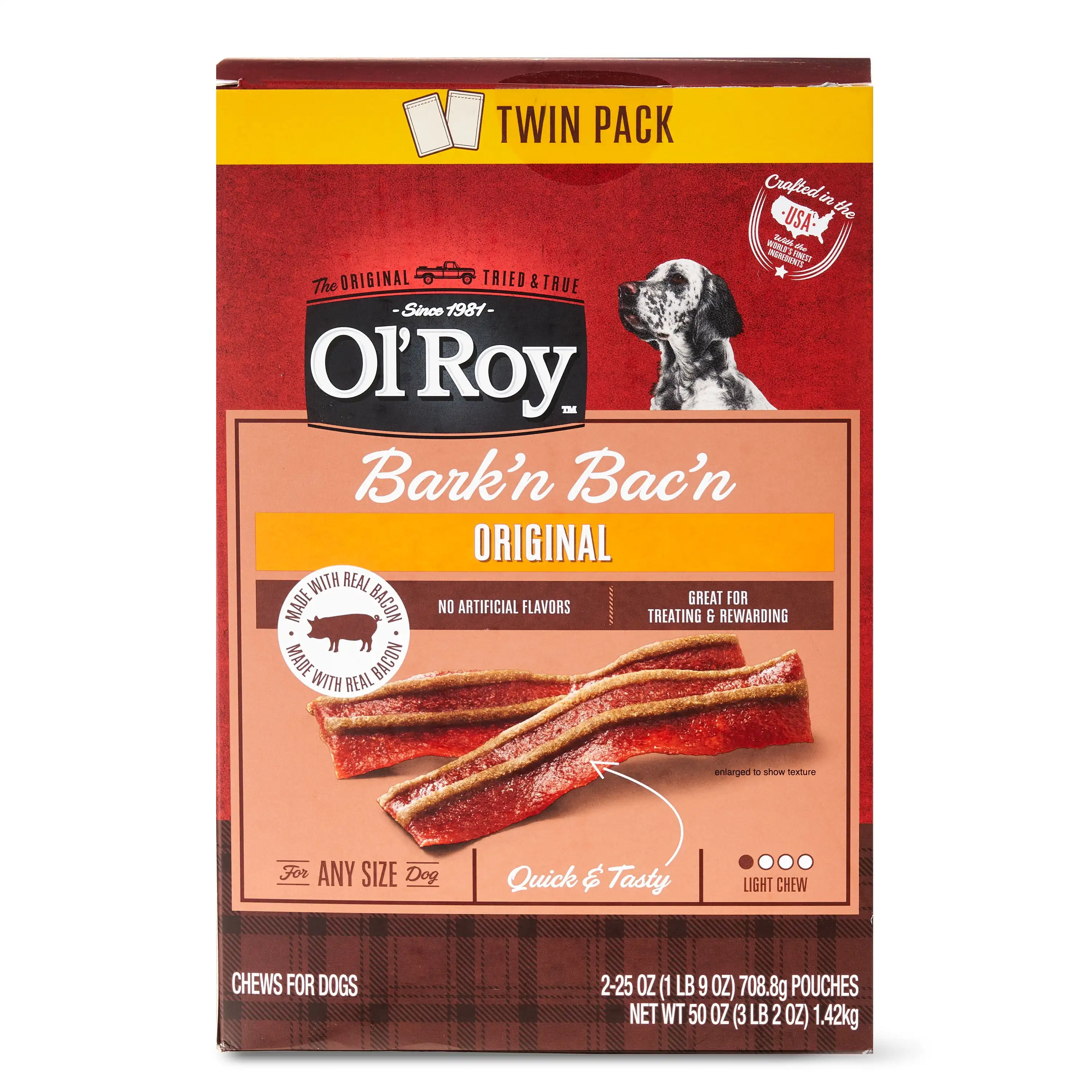 Угощение для собак Ol'Roy Bark'n Bac'n с настоящими жевательными косичками, Коробка 25 унций (2 шт.)
Угощение для собак Ol'Roy Bark'n Bac'n с настоящими жевательными косичками, Коробка 25 унций (2 шт.)