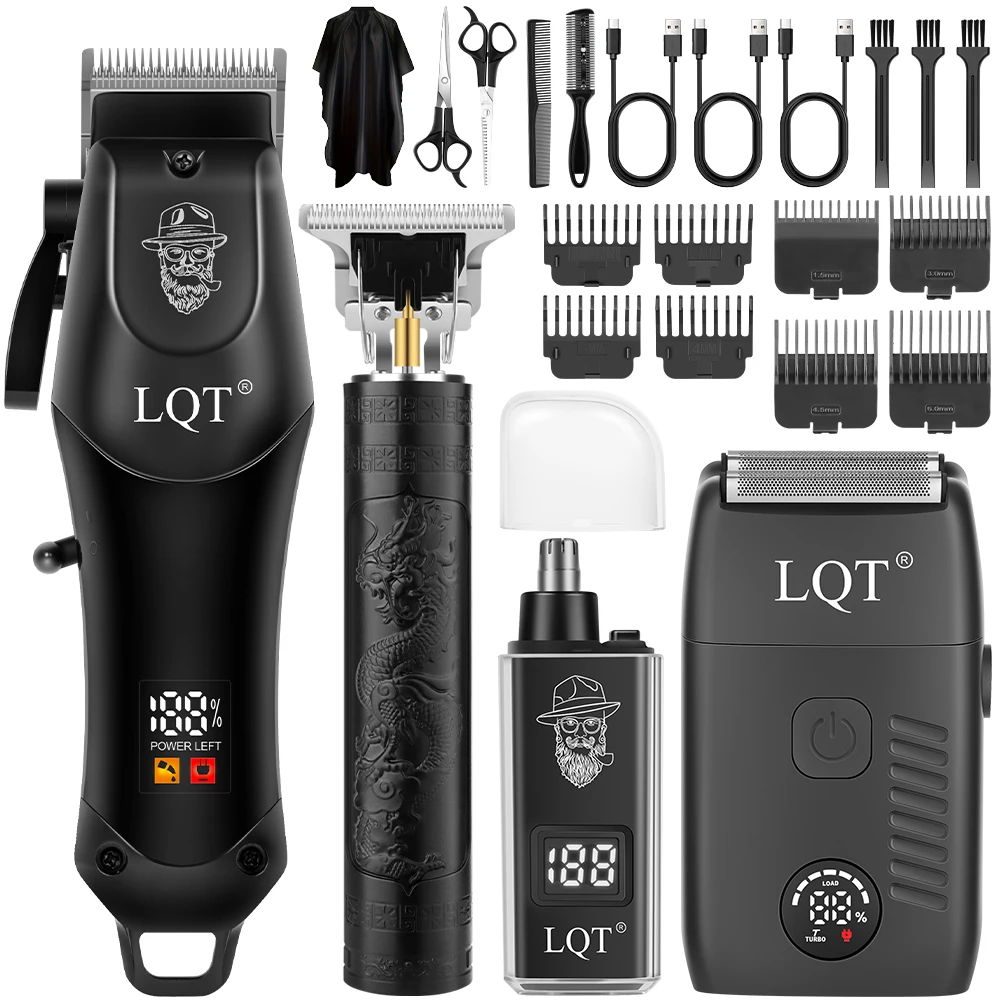 LQT 4pcs Cordless hair clippers for men, USB charging barber clipper & beard trimmer electric shaver with travel lock, Men gifts
LQT 4pcs Cordless hair clippers for men, USB charging barber clipper & beard trimmer electric shaver with travel lock, Men gifts