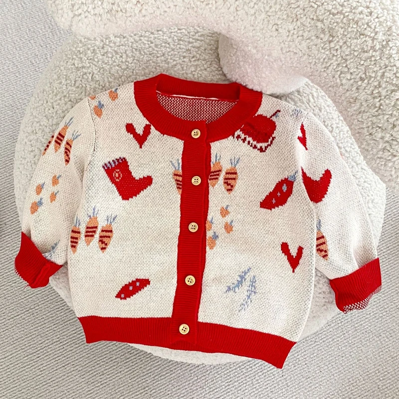 Autumn new baby clothing, 0-3 year old female baby radish socks jacquard knitted sweater jacket
Autumn new baby clothing, 0-3 year old female baby radish socks jacquard knitted sweater jacket