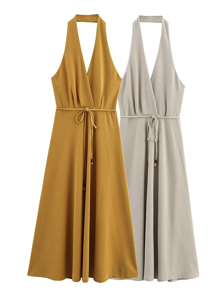 Красивая новая женская одежда в европейском и американском стиле, модное платье без рукавов с лямкой на шее и воротником-стойкой
Красивая новая женская одежда в европейском и американском стиле, модное платье без рукавов с лямкой на шее и воротником-стойкой