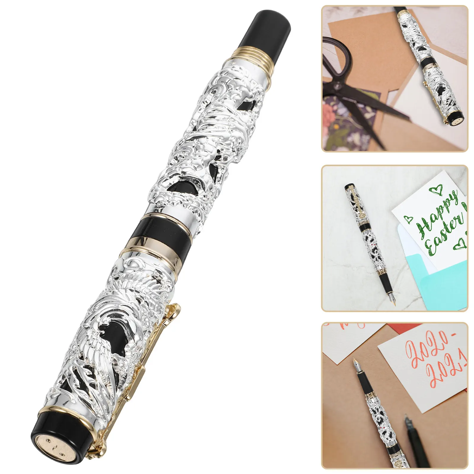 Dragon Phoenix Zinc Alloy Fountain Pen Vintage Carving Chinese Calligraphy Writing Drawing Sign Pen Fountain Pens
Dragon Phoenix Zinc Alloy Fountain Pen Vintage Carving Chinese Calligraphy Writing Drawing Sign Pen Fountain Pens
