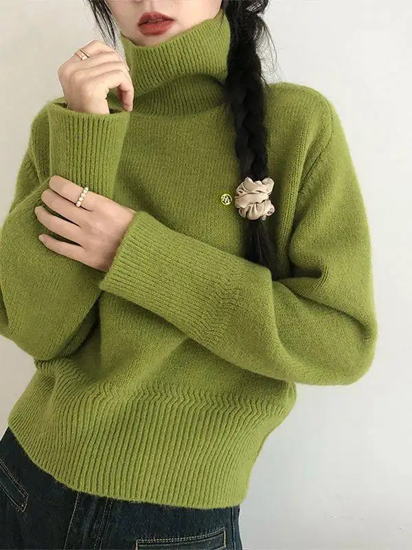 New Autumn Winter Korean Style High Quality Casual Solid Color High Neck Sweater Warm Soft Knitted Top Women Clothing
New Autumn Winter Korean Style High Quality Casual Solid Color High Neck Sweater Warm Soft Knitted Top Women Clothing