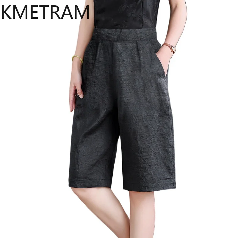 KMETRAM 100% Real Mulberry Silk Women Pants 2026 Summer Fashion Elastic Waist Knee Length Wide-leg Pants Lady Clothes Ropa Mujer
KMETRAM 100% Real Mulberry Silk Women Pants 2026 Summer Fashion Elastic Waist Knee Length Wide-leg Pants Lady Clothes Ropa Mujer