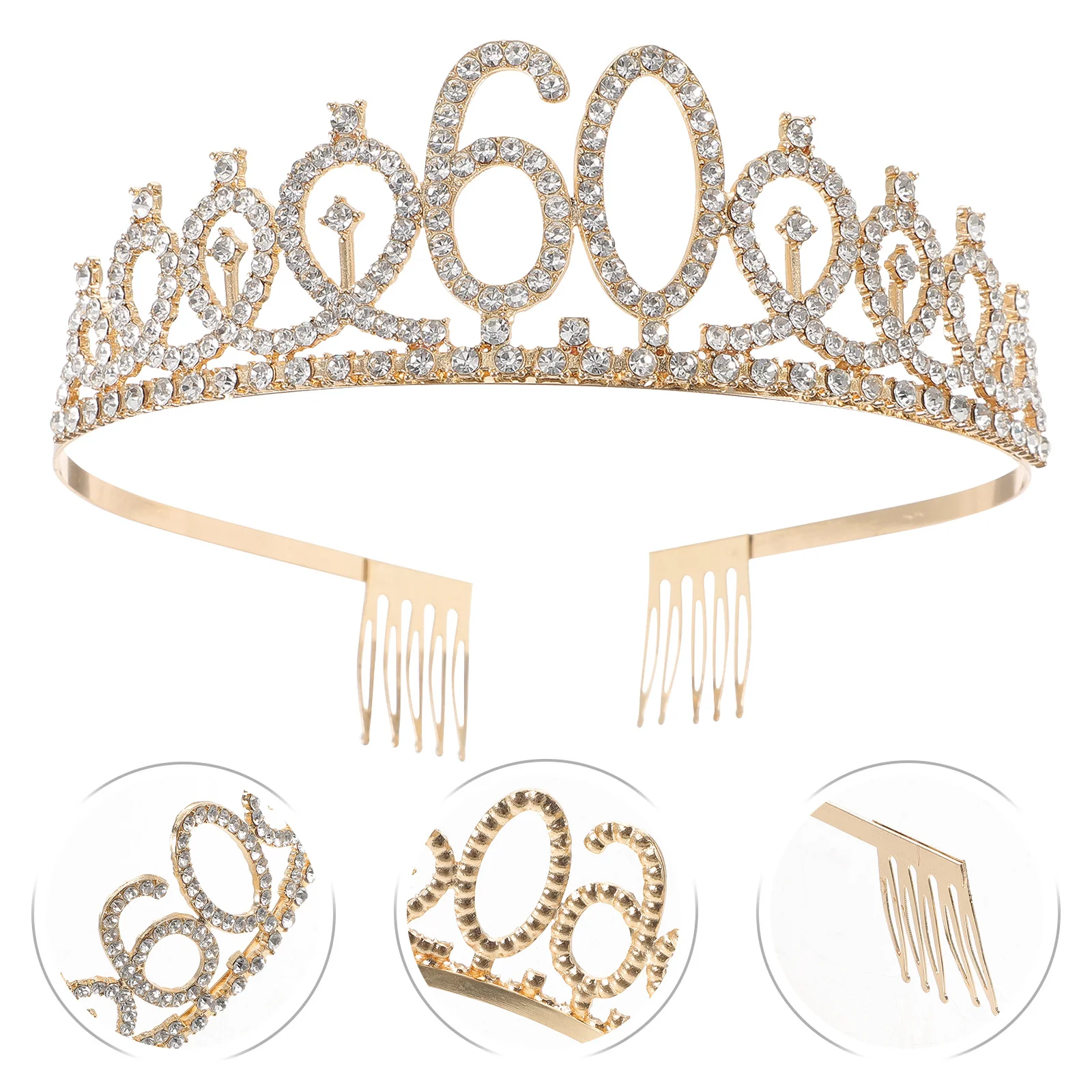 1Pcs 60Th Birthday Crown Hollow Alloy Rhinestone Inlay Headband Golden Lightweight Shiny Elegant Party Hair Accessory for Women
1Pcs 60Th Birthday Crown Hollow Alloy Rhinestone Inlay Headband Golden Lightweight Shiny Elegant Party Hair Accessory for Women