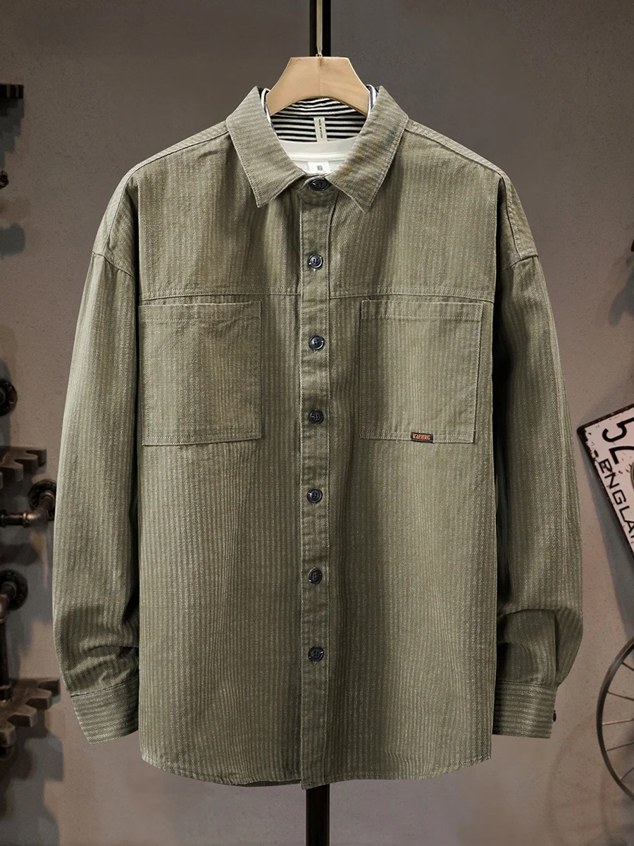 Мужская рабочая рубашка с длинным рукавом из чистого хлопка, повседневная, в полоску, плотная, в американском стиле, базовый слой, верхняя одежда, дышащая
Мужская рабочая рубашка с длинным рукавом из чистого хлопка, повседневная, в полоску, плотная, в американском стиле, базовый слой, верхняя одежда, дышащая