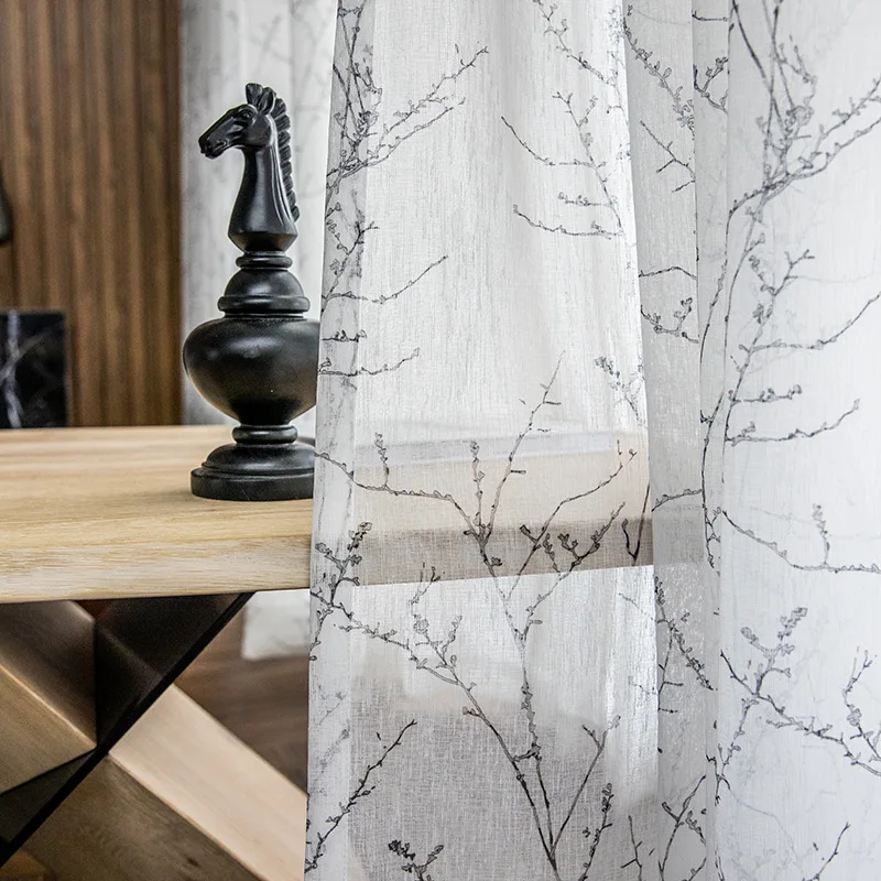 Custom Size Fashionable Simple Branch Pattern Printing White Tulle Sheer Curtains for Living Room Bedroom Dining Blackout Window
Custom Size Fashionable Simple Branch Pattern Printing White Tulle Sheer Curtains for Living Room Bedroom Dining Blackout Window