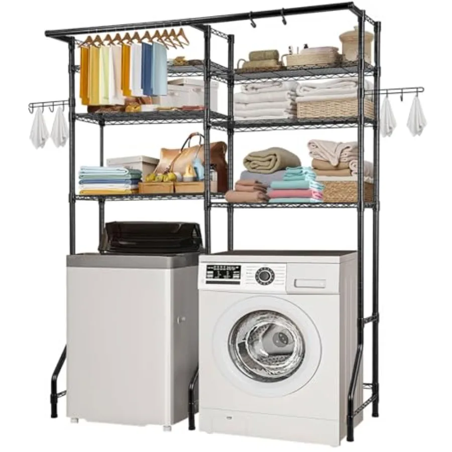 Over Washer and Dryer Storage Shelves 6 Tiers Laundry Room Drying Rack with Hanger Rod and Hooks Two Rows Adjustable Washer She
Over Washer and Dryer Storage Shelves 6 Tiers Laundry Room Drying Rack with Hanger Rod and Hooks Two Rows Adjustable Washer She