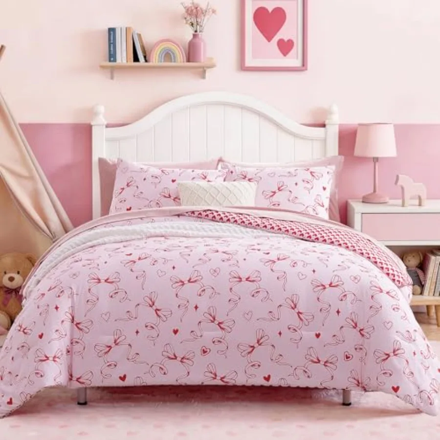 Comforter Set for Girls Red Bow Bedding Set Reversible with Cute Heart All Season Dorm Bed in a Bag 5 Pieces with Sheets Pillow
Comforter Set for Girls Red Bow Bedding Set Reversible with Cute Heart All Season Dorm Bed in a Bag 5 Pieces with Sheets Pillow