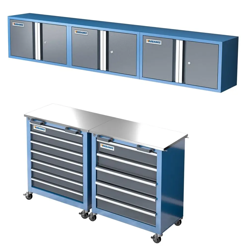 Metal Storage Cabinet System with Lock and Keys,Storage Cabinet System with 3 Wall Cabinet,One 5Drawer Tool Chest and One 7Draw
Metal Storage Cabinet System with Lock and Keys,Storage Cabinet System with 3 Wall Cabinet,One 5Drawer Tool Chest and One 7Draw