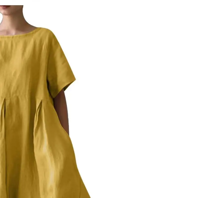 Summer Cotton Linen Dress for Women Short Sleeve Crew Neck A-linen Swing Dress Casual Loose Flowy Beach Sundress with Pockets Ro
Summer Cotton Linen Dress for Women Short Sleeve Crew Neck A-linen Swing Dress Casual Loose Flowy Beach Sundress with Pockets Ro