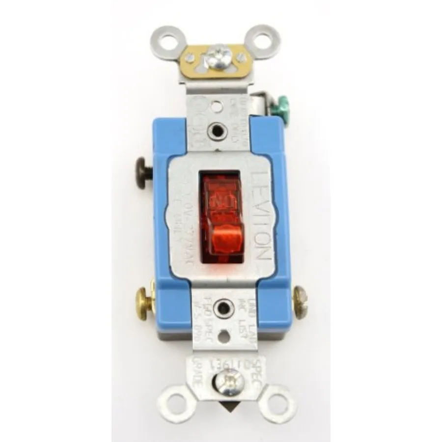 15 Amp, 120 Volt, Toggle Pilot Light, Illuminated ON, Req. Neutral Single-Pole AC Quiet Switch, Industrial Grade, Self Groundin
15 Amp, 120 Volt, Toggle Pilot Light, Illuminated ON, Req. Neutral Single-Pole AC Quiet Switch, Industrial Grade, Self Groundin