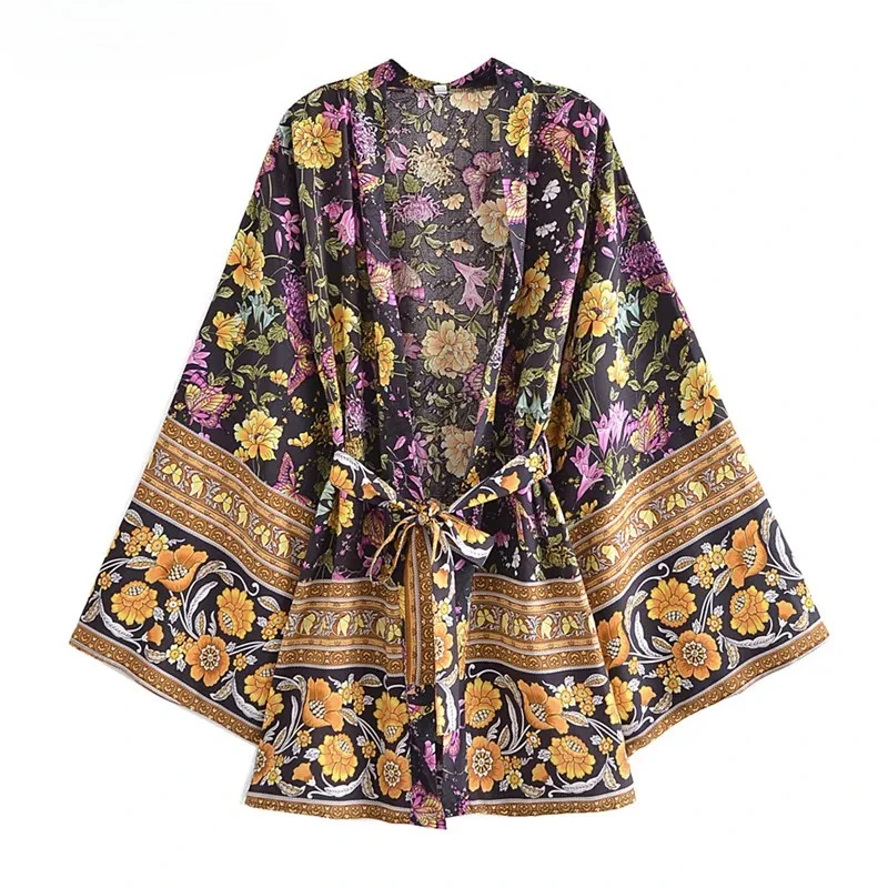 BOHO Women Black Butterfly Flower Print Kimono Shirt Holiday Beach Tide Bow Sashes Midi Cardigan Summer Blouse BOHO Tops
BOHO Women Black Butterfly Flower Print Kimono Shirt Holiday Beach Tide Bow Sashes Midi Cardigan Summer Blouse BOHO Tops