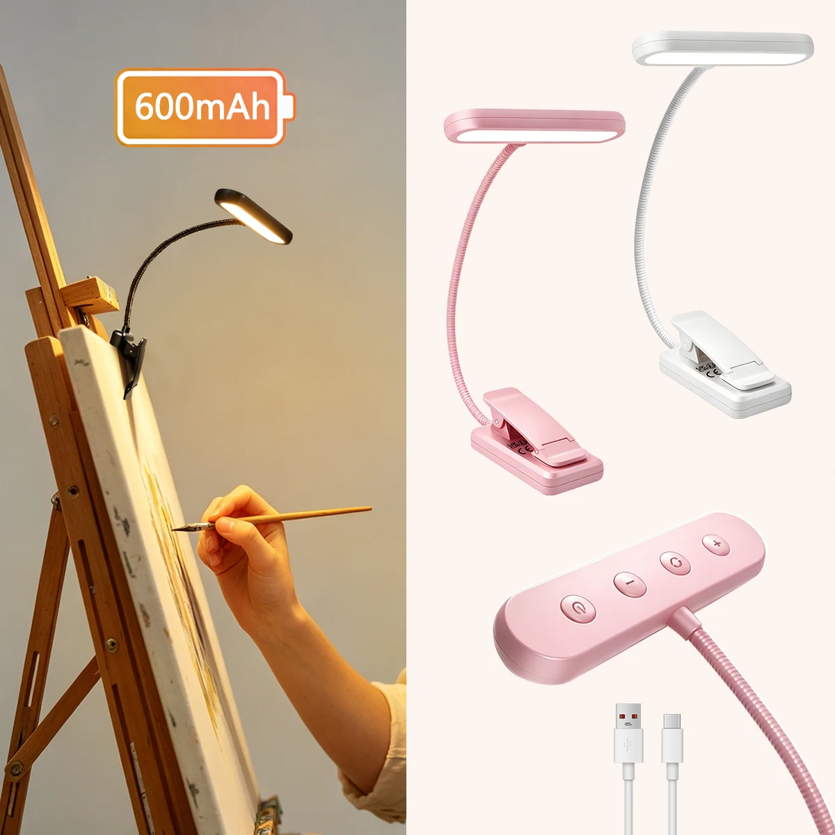 Book Light 600mAh Rechargeable Reading Light 3 Amber Colors 10 Stepless Dimming Book Reading Light Portable Clip on Light
Book Light 600mAh Rechargeable Reading Light 3 Amber Colors 10 Stepless Dimming Book Reading Light Portable Clip on Light