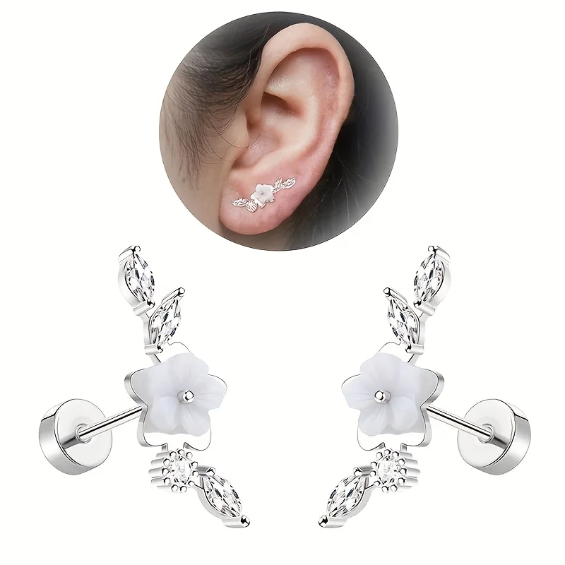 EVISPOL Stainless Steel Flat Back Stud Earrings Women's Silvery Flower Earrings Handmade for Daily Wear & Christmas Season Gift
EVISPOL Stainless Steel Flat Back Stud Earrings Women's Silvery Flower Earrings Handmade for Daily Wear & Christmas Season Gift