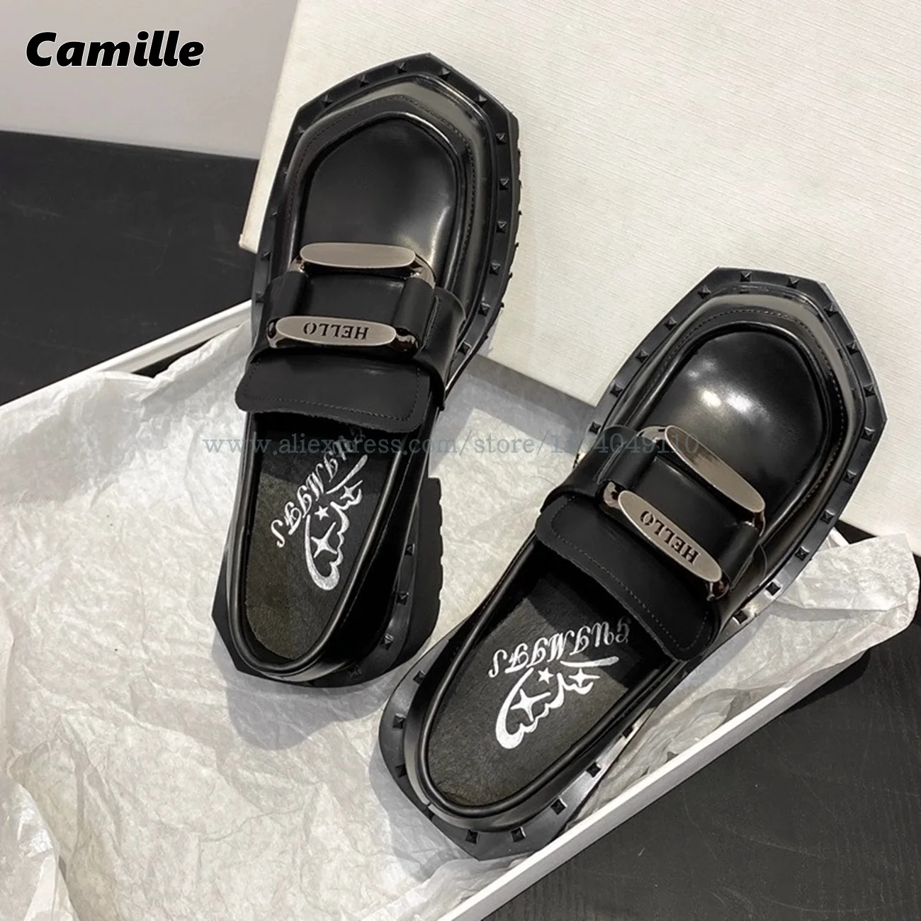 Genuine Leather Metal Decoration Slip On Casual Flat Loafers 2025 NEW Chunky Heel Work Shoes Round Toe Platform All-Match Shoes
Genuine Leather Metal Decoration Slip On Casual Flat Loafers 2025 NEW Chunky Heel Work Shoes Round Toe Platform All-Match Shoes