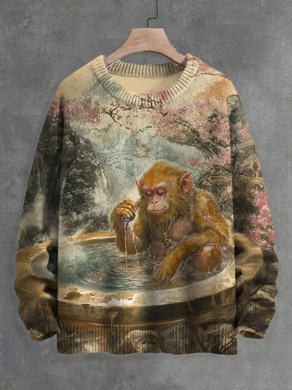 Men's Monkey King Enjoying Hot Springs Landscape Art Print Knit Sweatshirt Pullover Sweater Women For Men Sweater
Men's Monkey King Enjoying Hot Springs Landscape Art Print Knit Sweatshirt Pullover Sweater Women For Men Sweater
