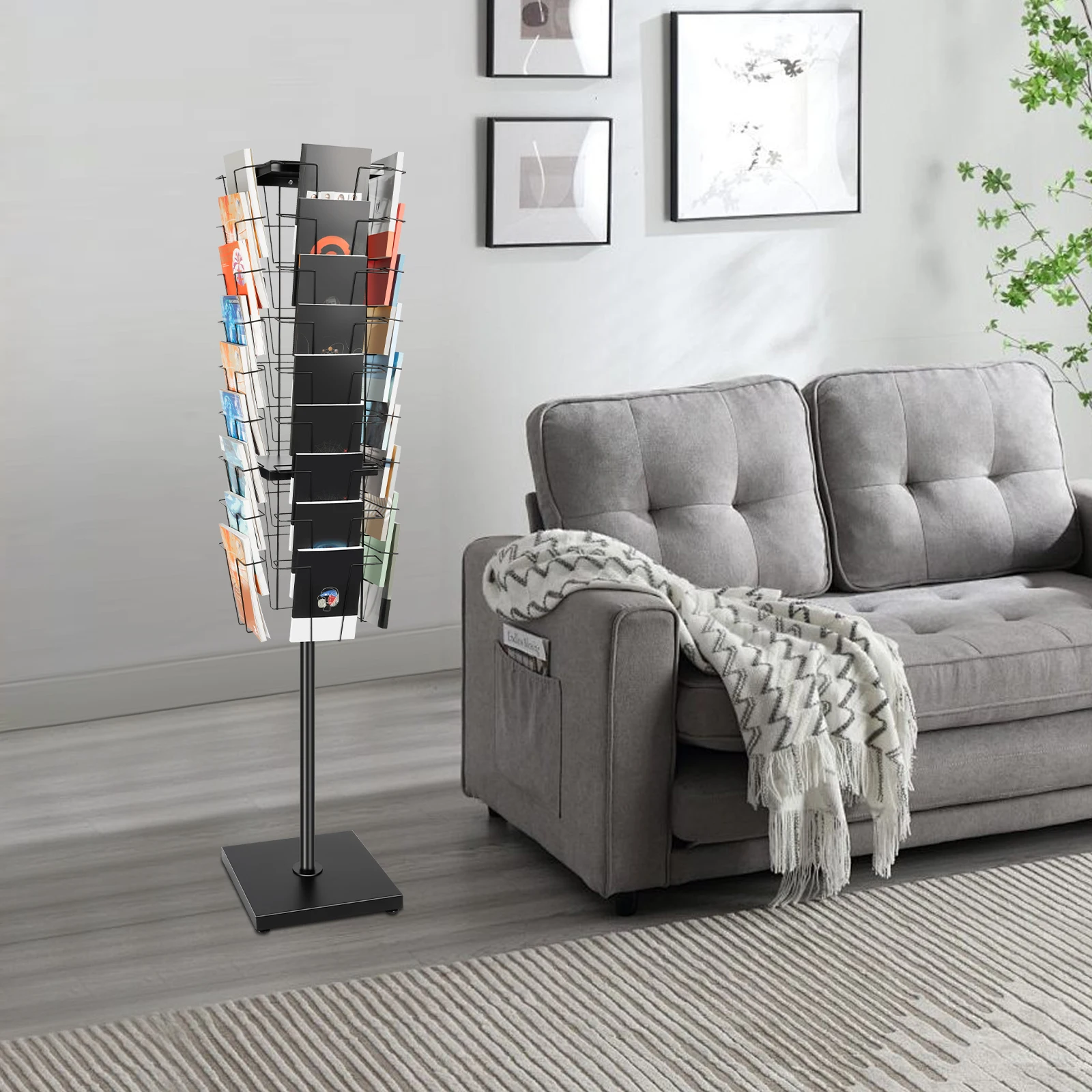 36 Pockets 360 ° Rotation Brochure Display Stand with A Screwdriver and A Pair of Gloves for Journals Catalogs Product Brochures
36 Pockets 360 ° Rotation Brochure Display Stand with A Screwdriver and A Pair of Gloves for Journals Catalogs Product Brochures