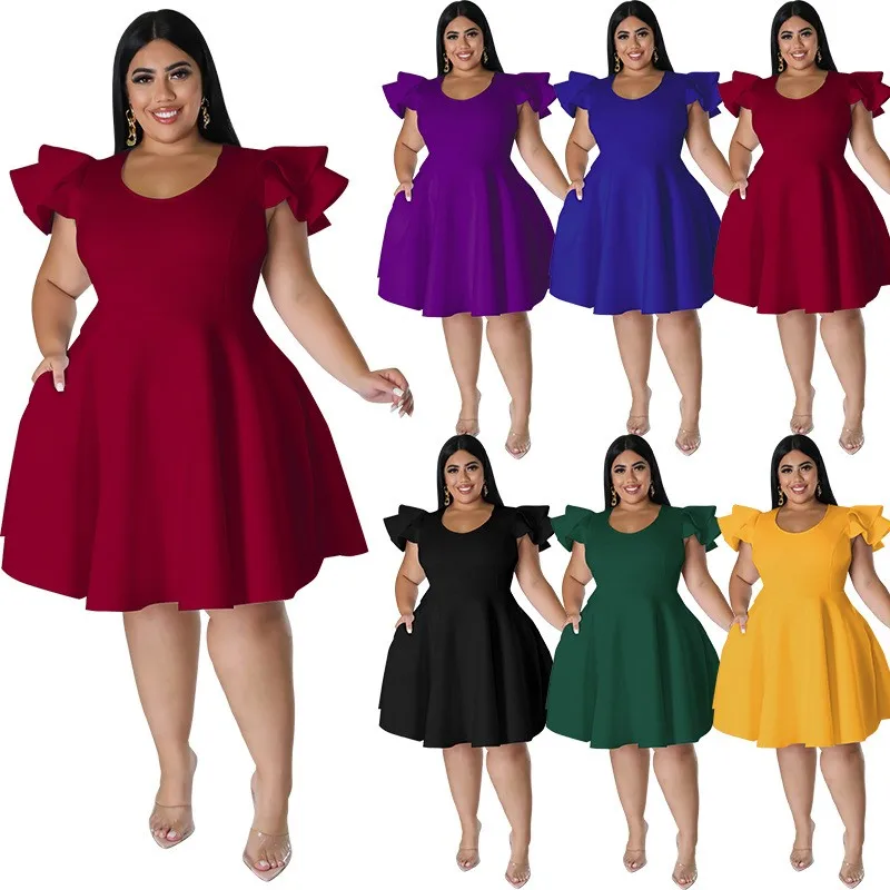Summer Women's Clothing Plus Size Neck 3/4 Sleeve Ruffled Casual Wear Elegant Party Dress For Polyester A Line Midi
Summer Women's Clothing Plus Size Neck 3/4 Sleeve Ruffled Casual Wear Elegant Party Dress For Polyester A Line Midi