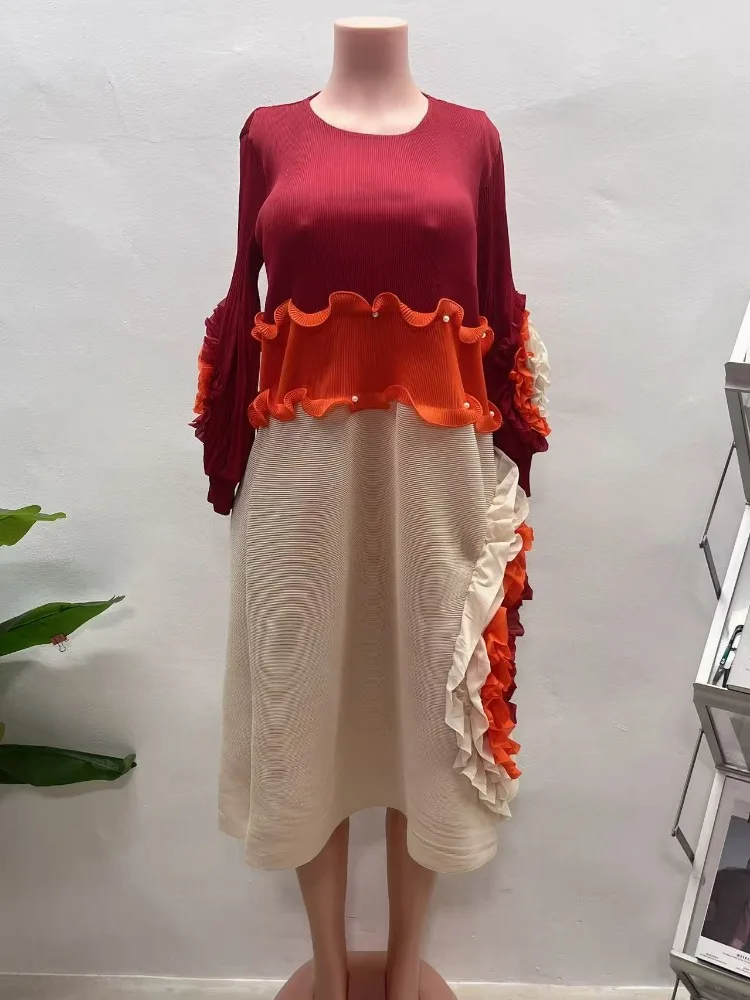 Miyake Pleated Women's Dress 2025 Summer Wholesale New Gradual Change Dense Edge Loose Round Neck Medium and Long Dresses
Miyake Pleated Women's Dress 2025 Summer Wholesale New Gradual Change Dense Edge Loose Round Neck Medium and Long Dresses