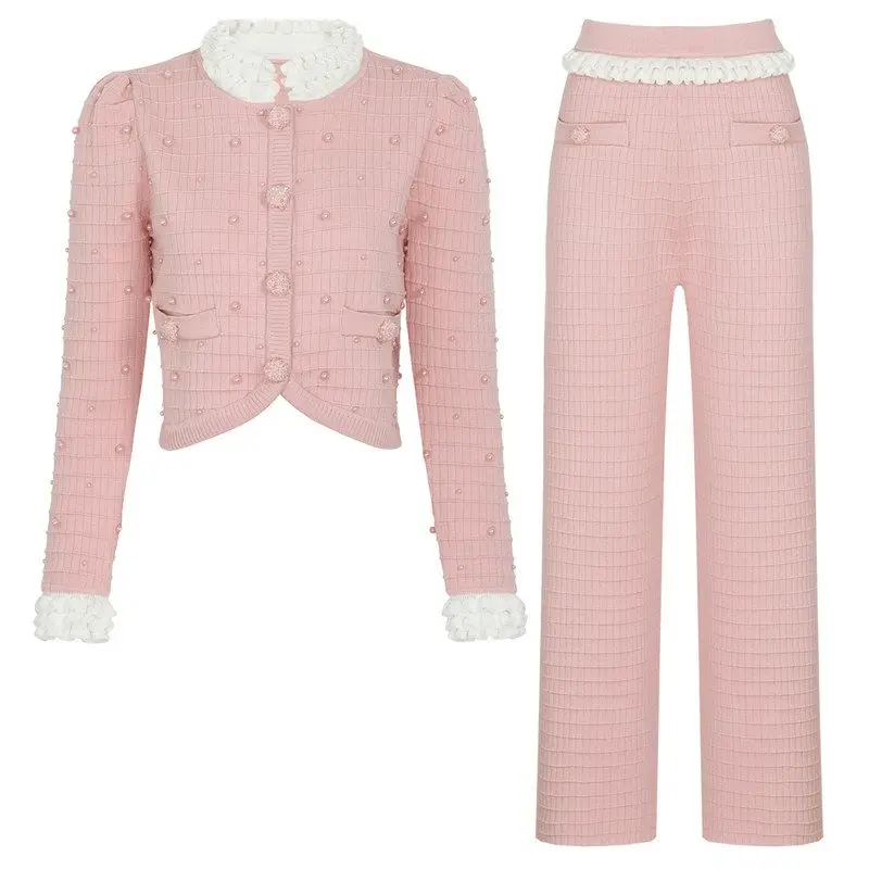 High-End Knitted Casual Style Top And Bottoms Set Spring Autumn New Model Bead Embellished Quality Fashionable Women's Outfit
High-End Knitted Casual Style Top And Bottoms Set Spring Autumn New Model Bead Embellished Quality Fashionable Women's Outfit