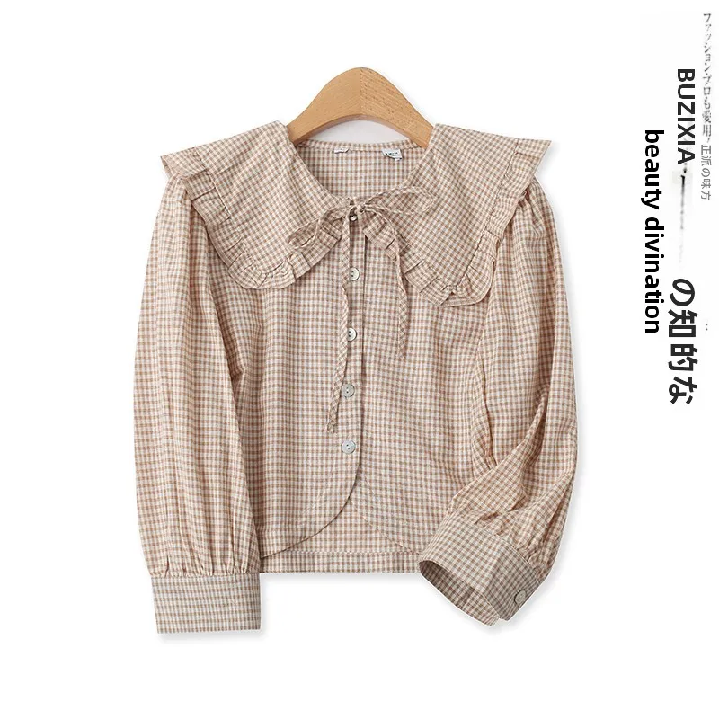 Cute Collar Shirt Plaid Seven Sleeve Button Front Tied Waist Slim Fit Women's Spring Summer New Style Fashion Ladies' Blouse
Cute Collar Shirt Plaid Seven Sleeve Button Front Tied Waist Slim Fit Women's Spring Summer New Style Fashion Ladies' Blouse