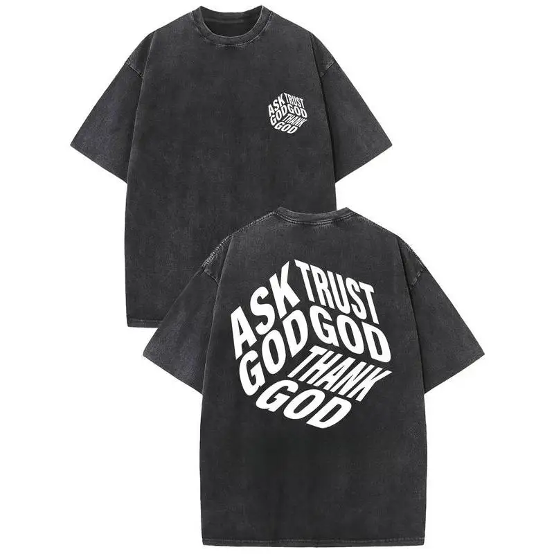 Ask Trust Thank God T-Shirt Vintage Faith Graphic Tee Oversized Washed Streetwear Top for Christians, Prayer or Casual Look
Ask Trust Thank God T-Shirt Vintage Faith Graphic Tee Oversized Washed Streetwear Top for Christians, Prayer or Casual Look