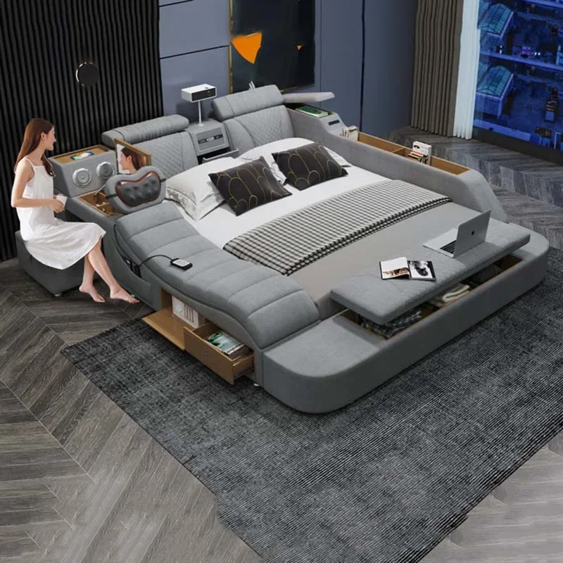 Projector Led Double Bed Massager Bluetooth Wood Comferter Luxury Bed Storage Electric Lozko Wielofunkcyjne Bedroom Furniture
Projector Led Double Bed Massager Bluetooth Wood Comferter Luxury Bed Storage Electric Lozko Wielofunkcyjne Bedroom Furniture