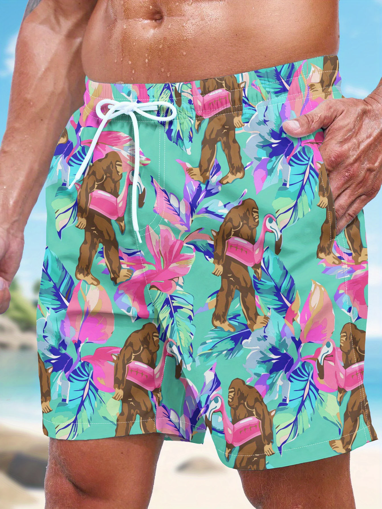 Men's Leaf Flamingo Orangutan Print Board Shorts Everyday Holiday Swim Shorts Swim Trunks Mid-Rise Hawaiian
Men's Leaf Flamingo Orangutan Print Board Shorts Everyday Holiday Swim Shorts Swim Trunks Mid-Rise Hawaiian