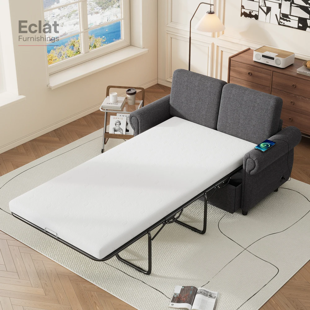 57.9" Orisfur Pull Out Sofa Bed Loveseat Sleeper with Twin Size Memory Mattress with Two USB Ports for Living Room Spaces, Grey
57.9" Orisfur Pull Out Sofa Bed Loveseat Sleeper with Twin Size Memory Mattress with Two USB Ports for Living Room Spaces, Grey