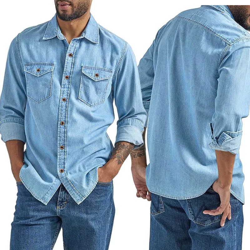 Men's Spring Autumn Stand Collar Denim Shirt Cardigan Casual Long Sleeve Shirts For Men Jacket
Men's Spring Autumn Stand Collar Denim Shirt Cardigan Casual Long Sleeve Shirts For Men Jacket