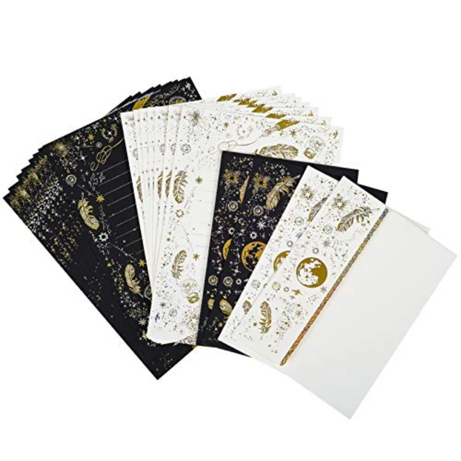 A5 Small Gold Foil Lined Stationary Paper and Envelopes Set, 16 Sheets Lined Letter Writing Paper Cute Stationery Paper Set, Wr
A5 Small Gold Foil Lined Stationary Paper and Envelopes Set, 16 Sheets Lined Letter Writing Paper Cute Stationery Paper Set, Wr