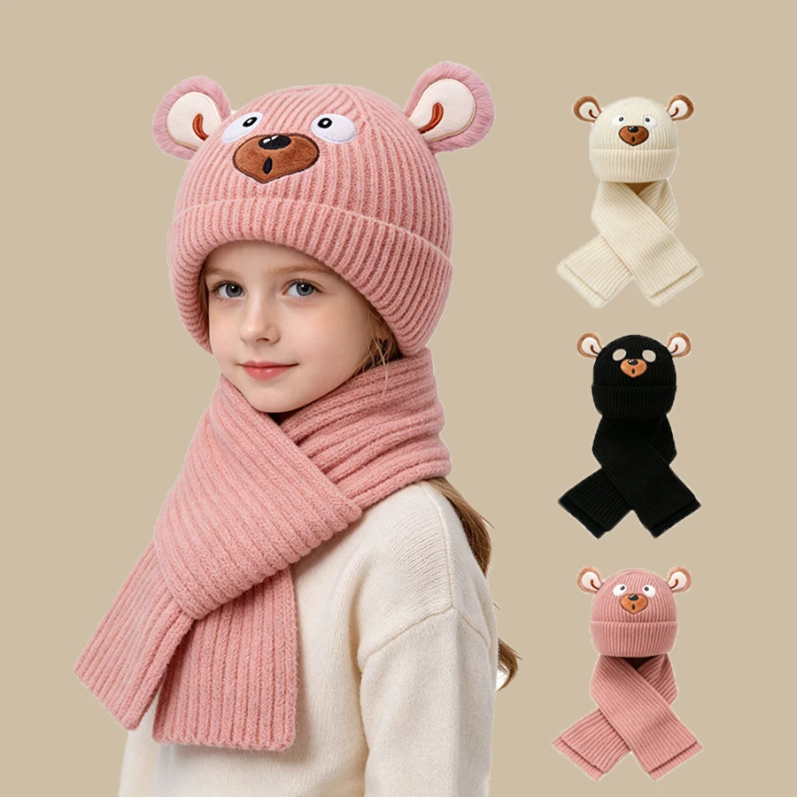 A thick and warm winter teddy bear cartoon knitted hat for girls, with thick yarn.
A thick and warm winter teddy bear cartoon knitted hat for girls, with thick yarn.