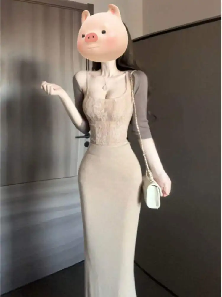 Sexy Pure Desire Spring Set with Strap Top And Halter Skirt Mid-Waist Long Skirt Moisture-Wicking Quick-Dry Office Wear
Sexy Pure Desire Spring Set with Strap Top And Halter Skirt Mid-Waist Long Skirt Moisture-Wicking Quick-Dry Office Wear