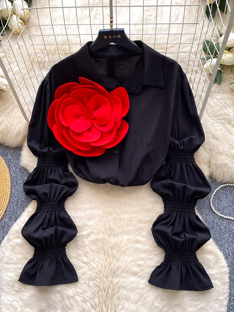 Women's Shirt Breathable Lantern Sleeve Blouse 3D Rose Floral Appliqué Korean Relaxed Fit Spring Blusa Female Top BL398
Women's Shirt Breathable Lantern Sleeve Blouse 3D Rose Floral Appliqué Korean Relaxed Fit Spring Blusa Female Top BL398