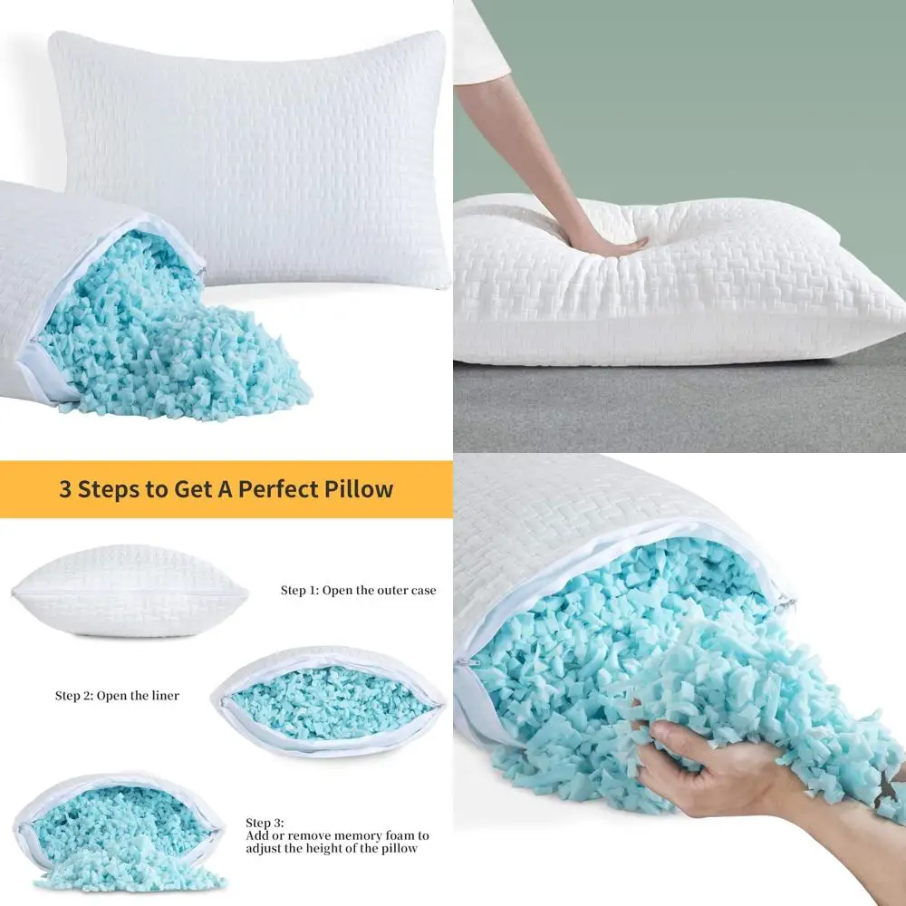 King Size Memory Foam Pillows - Shredded, Extra Firm, Cooling Bamboo Cover for Side, Back, Stomach Sleepers
King Size Memory Foam Pillows - Shredded, Extra Firm, Cooling Bamboo Cover for Side, Back, Stomach Sleepers
