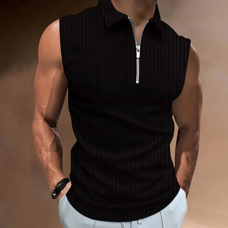 Men's Polos Lapel Waistcoat Polo Shirt Zipper Stripe Vest Summer Sports Muscle Sleeveless Gym Fitness Sleeveless T-Shirt
Men's Polos Lapel Waistcoat Polo Shirt Zipper Stripe Vest Summer Sports Muscle Sleeveless Gym Fitness Sleeveless T-Shirt