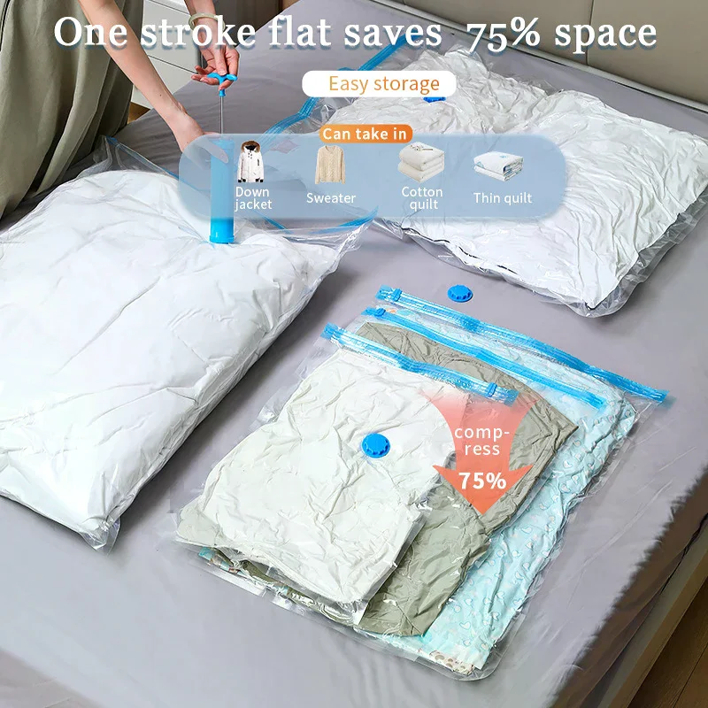 5pcs Vacuum Storage Bags With Valve Folding Compressed Space Saving Clothes Storage Big Size For Towel Cloth Blanket
5pcs Vacuum Storage Bags With Valve Folding Compressed Space Saving Clothes Storage Big Size For Towel Cloth Blanket