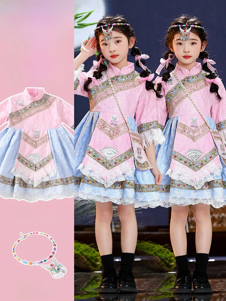New Children's Minority Clothing Han Nationality Zhuang And Ethnic Groups Children's Traditional Costume Folk Custom Dress
New Children's Minority Clothing Han Nationality Zhuang And Ethnic Groups Children's Traditional Costume Folk Custom Dress