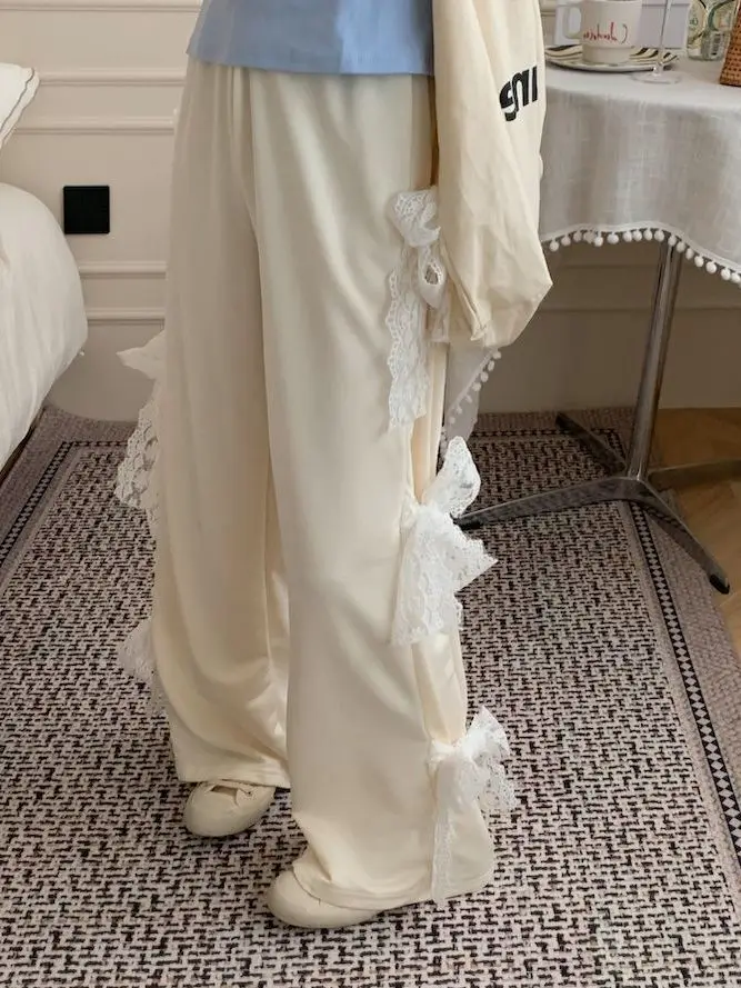Korean Chic Lace Bow Bandage Mopping Trousers High Waist Loose Casual Straight Wide Leg Pants 2025 New Y2k Aesthetic Pantalones
Korean Chic Lace Bow Bandage Mopping Trousers High Waist Loose Casual Straight Wide Leg Pants 2025 New Y2k Aesthetic Pantalones