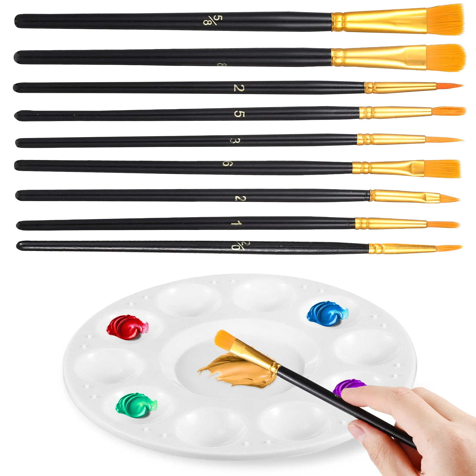 10 pcs Oil Painting Brush Set With Palette Nylon Brushes For Acrylic Watercolor Painting Art Craft Kids Beginners Tools
10 pcs Oil Painting Brush Set With Palette Nylon Brushes For Acrylic Watercolor Painting Art Craft Kids Beginners Tools