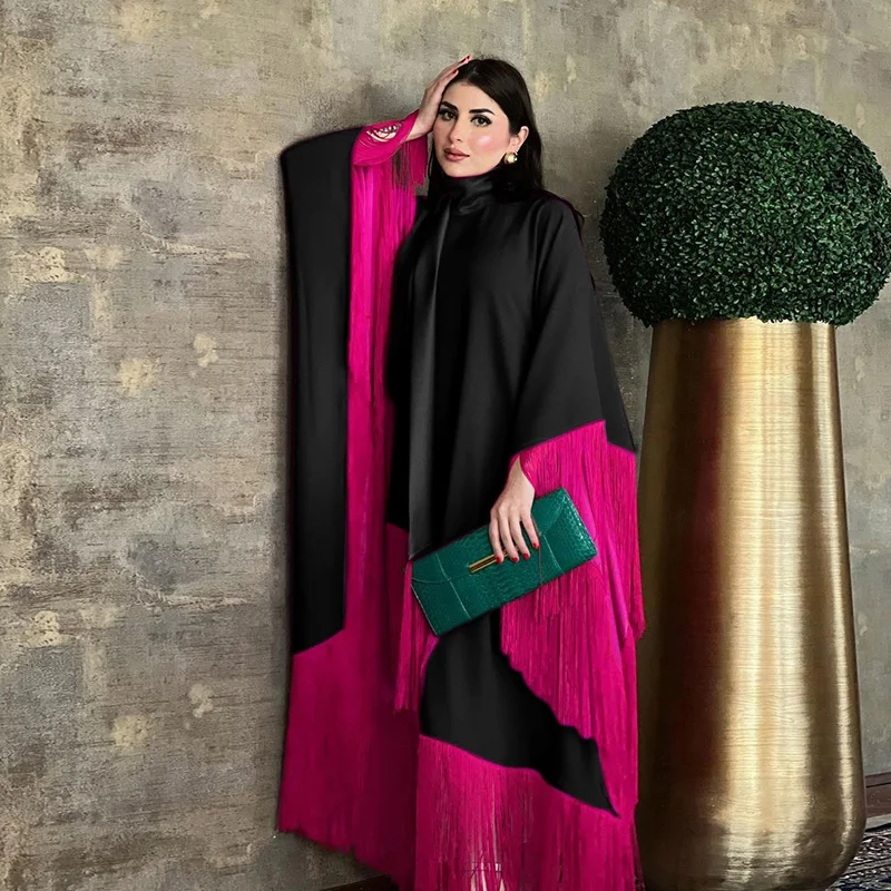 Fashionable And High-end Silky Touch Classic Bat Sleeve Fringe Muslim Women's Robe Elegant Choice For Daily Commuting
Fashionable And High-end Silky Touch Classic Bat Sleeve Fringe Muslim Women's Robe Elegant Choice For Daily Commuting