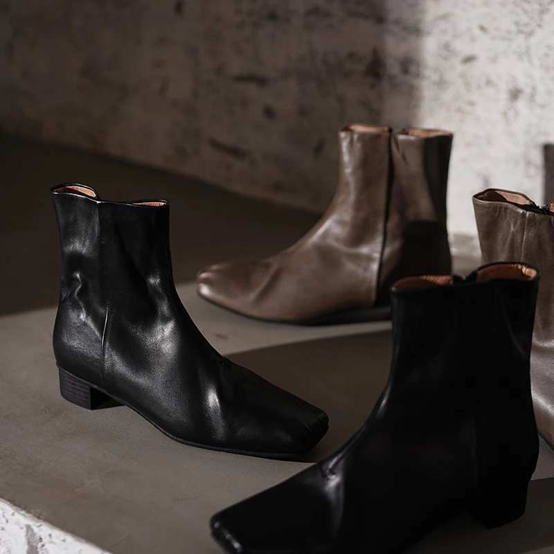 Handmade French Style Women's Fashion Boots Square Toe Side Zipper Ladies Ankle Boots 2024 Autumn and Winter New Female Shoes
Handmade French Style Women's Fashion Boots Square Toe Side Zipper Ladies Ankle Boots 2024 Autumn and Winter New Female Shoes