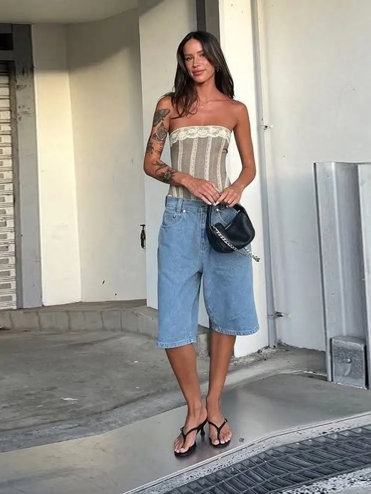 Vintage Women Denim Shorts Pants Straight Baggy Wide Leg Knee Length Jeans Trousers High Street Casual Lady 2025 Summer New Pant
Vintage Women Denim Shorts Pants Straight Baggy Wide Leg Knee Length Jeans Trousers High Street Casual Lady 2025 Summer New Pant