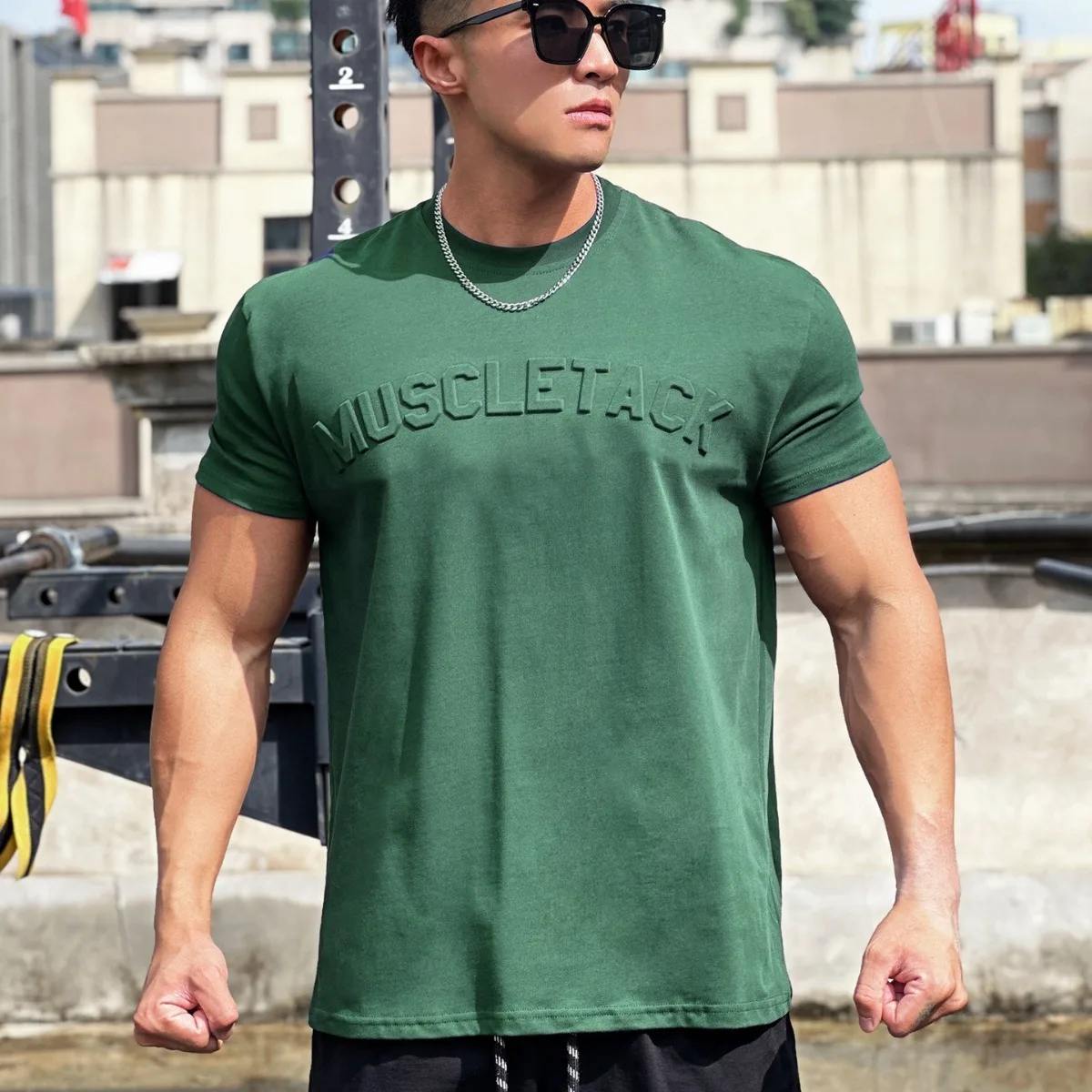 Gym Green Muscle Sports Loose Fashion Design Letter Short Sleeve Men's Street Running Training Elastic Sports T-Shirt
Gym Green Muscle Sports Loose Fashion Design Letter Short Sleeve Men's Street Running Training Elastic Sports T-Shirt